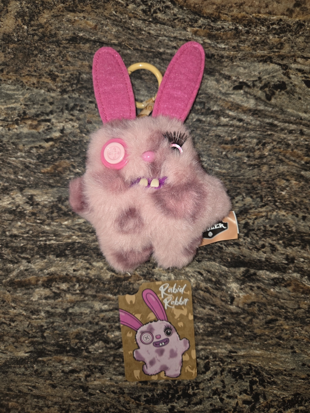 Pink Plush Bunny Keychain Clip-On - Rabid Rabbit